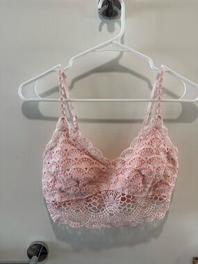 Baby Pink Lace Bralette in Blush Pink with Adjustable Straps